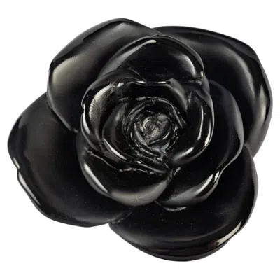 Pre-owned Daum France - Paperweight Decorative Flower Rose Passion Black Crystal In Red