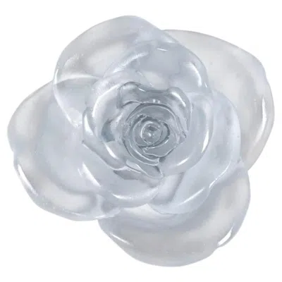 Pre-owned Daum France - Paperweight Decorative Flower Rose Passion Frosted Crystal In Red