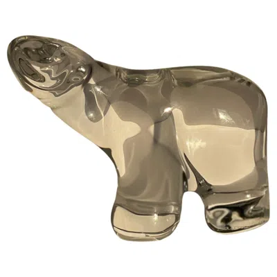 Pre-owned Daum France Polar Bear Glass Crystal Clear Modern Sculpture Paperweight Figurine In Brown