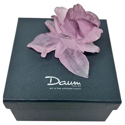 Pre-owned Daum France Rose Passion P�te De Verre Crystal Rose Paperweight, 1990s In Red
