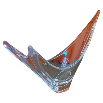 Pre-owned Daum France Sculptural Crystal Centerpiece Bowl In Gray