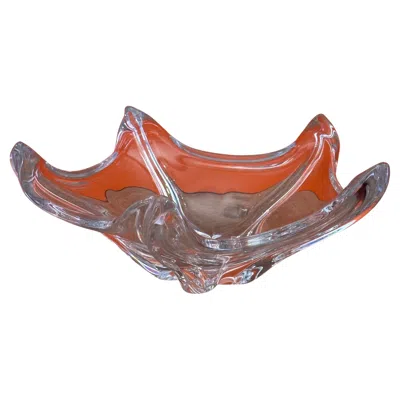Pre-owned Daum France Sculptural “starfish” Crystal Centerpiece Bowl In Brown