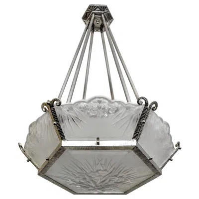 Pre-owned Daum French Art Deco Chandelier By  Lorrain In Transparent