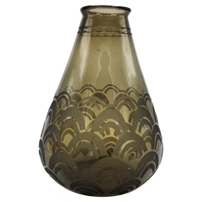 Pre-owned Daum French Art Deco Vase Made Of  Nancy Glass In Brown