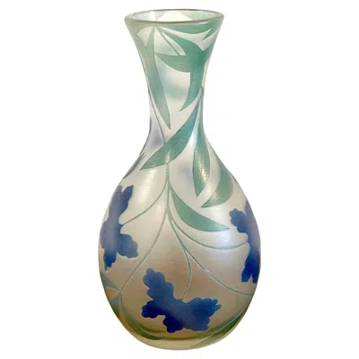 Pre-owned Daum French Modern Floral Cameo Glass Vase, Signed +nancy France In Transparent