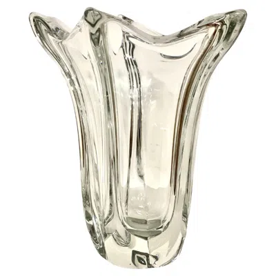Pre-owned Daum Heavy Crystal Vase Attributed To  Nancy, Organic Design, France In Sand