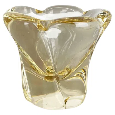 Pre-owned Daum Large 3kg Crystal Glass Centerpiece Shell Bowl By  Nancy, France, 1970s In Sand