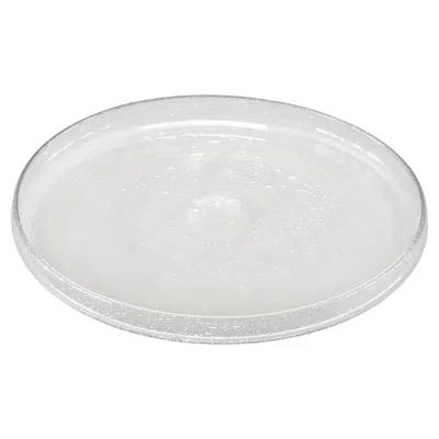 Pre-owned Daum Large  France Glass Platter With Bubbles Mid 20th Century In Gray