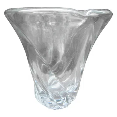 Pre-owned Daum Large French Clear Crystal Vase By  In Transparent