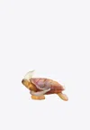 Daum Large Mer De Corail Crystal Sea Turtle Sculpture In Amber