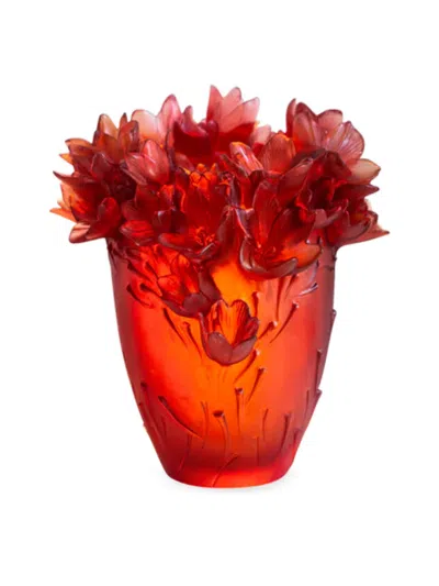 Daum Large Saffron Vase In Red