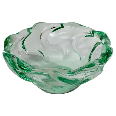 Pre-owned Daum Light Green And Transparent Glass Bowl By