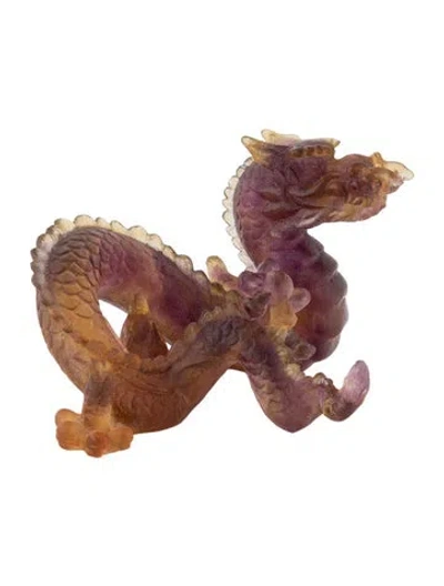 Pre-owned Daum Limited Edition Pâte De Verre Dragon Figurine In Brown