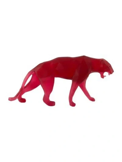 Pre-owned Daum Limited Edition Pate De Verre Panther Figurine In Red