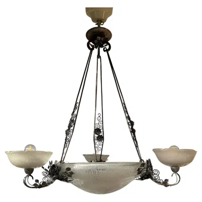 Pre-owned Daum Louis Katona And  Nancy Art Deco Chandelier In Transparent
