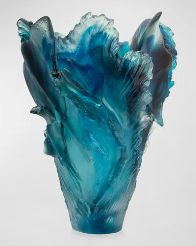 Daum Maya Rays Magnum Vase In Blue