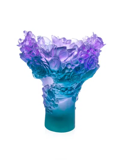 Daum Medium Sweet Garden Vase In Blue
