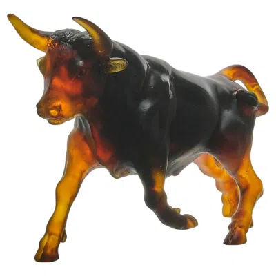 Pre-owned Daum Mid 20th Century Pate De Verre Glass Sculpture Entitled "taureau" By  In Black