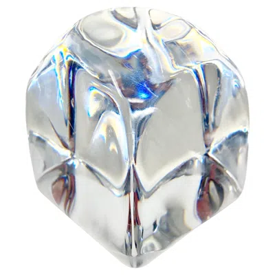 Pre-owned Daum Mid-century French Signed  Paperweight Sculpture In Clear Crystal In Gray