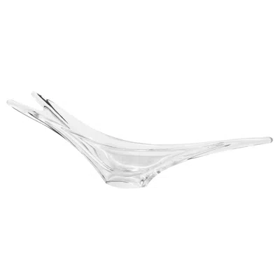 Pre-owned Daum Mid-century Modern Swallow Tail Form Centerpiece In Clear Crystal Signed  In Transparent