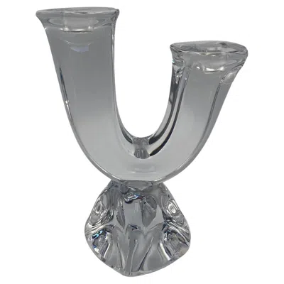 Pre-owned Daum Modernist Crystal Candlestick, France, 1970's In Gray