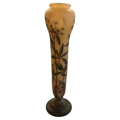Pre-owned Daum Monumental Vase, Sign:  Nancy France, ( Cherry Blossoms) Style: Art Nouveau In Brown