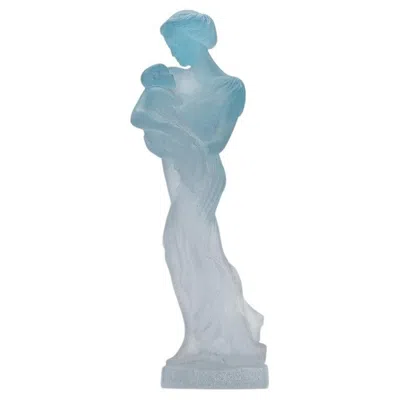 Pre-owned Daum Motherhood Blue Crystal Sculpture, France