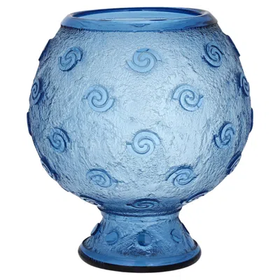 Pre-owned Daum Nancy Acid-etched Vase In Blue
