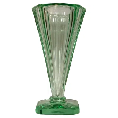 Pre-owned Daum Nancy Art Deco Cornet Vase In Transparent