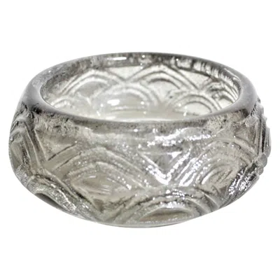 Pre-owned Daum Nancy Art Deco Smoked Glass Acid Etched Bowl In Gray