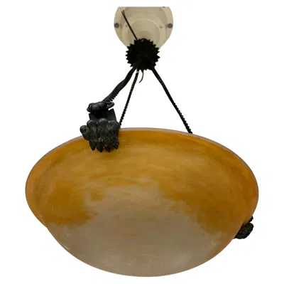 Pre-owned Daum Nancy Art Deco Suspension In Brown