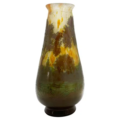 Pre-owned Daum Nancy Art Deco Vase 1930s In Brown