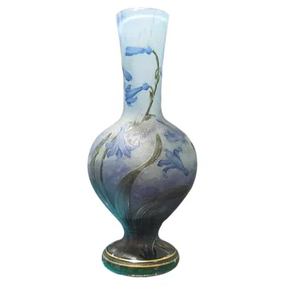 Pre-owned Daum Nancy Art Nouveau Cameo Glass Vase, Jacinthes, France, Circa 1900 In Gray