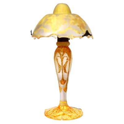 Pre-owned Daum Nancy Art Nouveau Table Lamp In Orange
