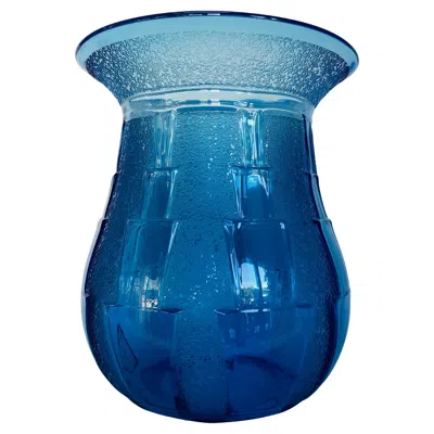 Pre-owned Daum Nancy Blue Art Deco Vase