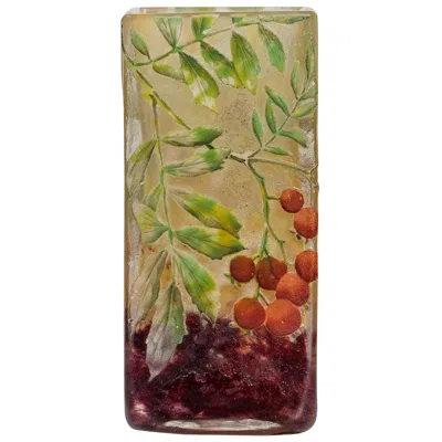 Pre-owned Daum Nancy Cameo And Enamel Glass Vase, France, Circa 1910 In Brown