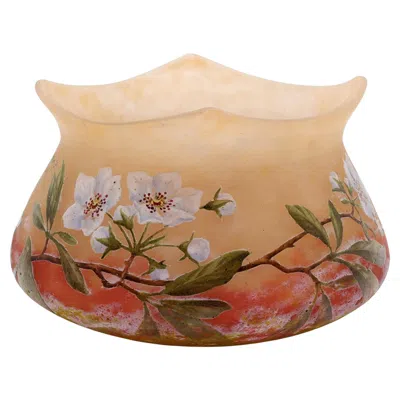 Pre-owned Daum Nancy Cameo Glass Vase 'branches De Pommier En Fleurs', France Circa 1905 In Brown