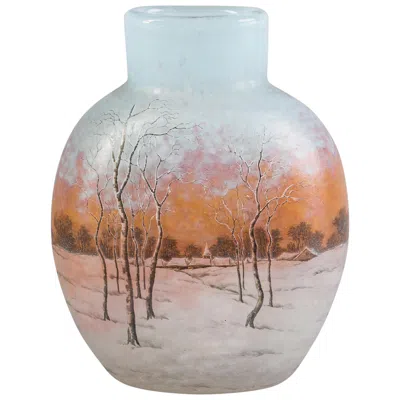 Pre-owned Daum Nancy Dutch Landscape Vase, Circa 1900 In Transparent