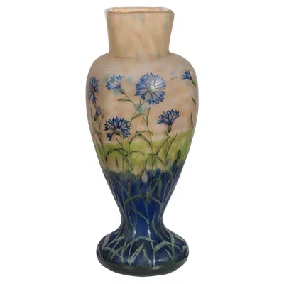 Pre-owned Daum Nancy Enameled And Internally Decorated Glass Vase, France In Brown