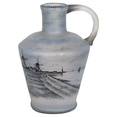 Pre-owned Daum Nancy Enamelled And Acid Etched Glass Ewer In Transparent