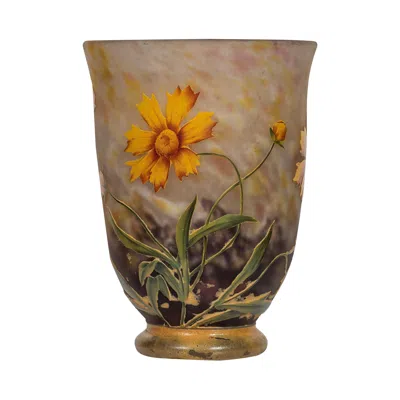 Pre-owned Daum Nancy Enamelled And Internally Decorated Glass Vase, France Circa 1900-1910 In Brown