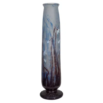 Pre-owned Daum Nancy Enamelled And Internally Decorated Glass Vase In Transparent