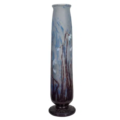 Pre-owned Daum Nancy Enamelled And Internally Decorated Glass Vase In Transparent