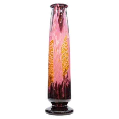 Pre-owned Daum Nancy, Exquise Large Vase, Pâte De Verre, Pink Color, France, 1890