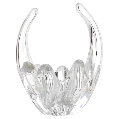 Pre-owned Daum Nancy France Crystal Bud Vase, Basket Or Vide Poche, Circa 1970 In Transparent