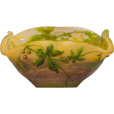 Pre-owned Daum Nancy Glass Bowl With Applied Fruit Decoration, Circa 1900 In Brown