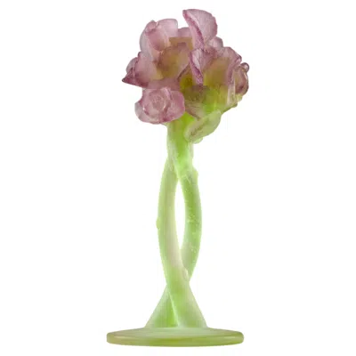 Pre-owned Daum Nancy, Green Soliflor Flower Candle Holder, France 2006