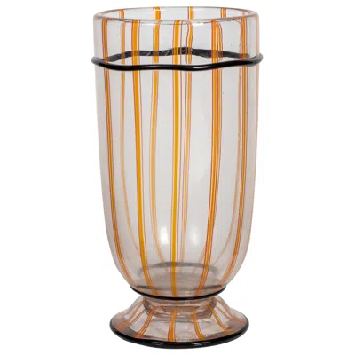 Pre-owned Daum Nancy Internally Decorated Glass Vase, With Applied Decoration France In Sand