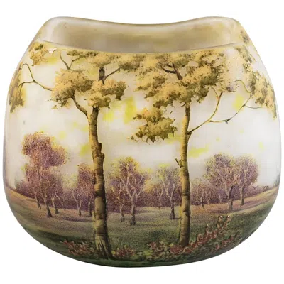 Pre-owned Daum Nancy Landscape Vase, Circa 1910 In Brown