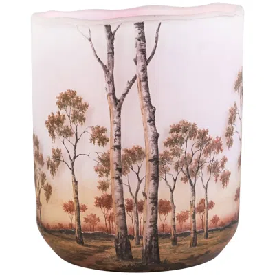 Pre-owned Daum Nancy Landscape Vase, Circa 1910 In Sand